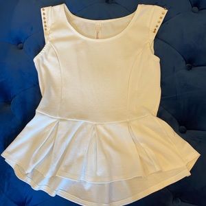 White Peplum Top with Gold Studs